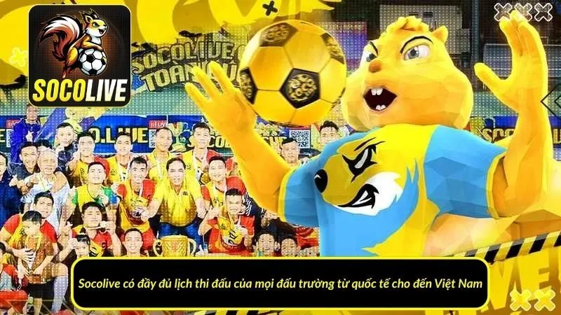 Lịch thi đấu của tất cả các giải từ quốc tế đến Việt Nam đều có mặt tại Socolive