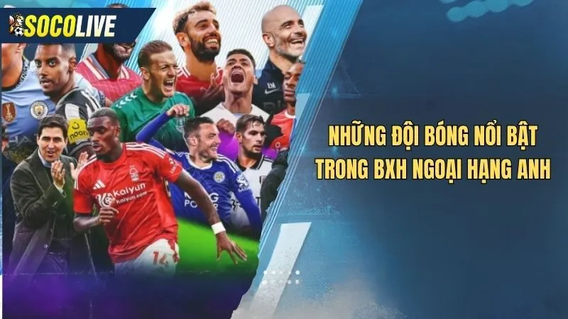 Những đội bóng nổi bật trong Bảng xếp hạng Ngoại Hạng Anh